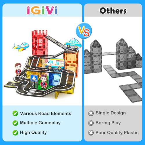 Magnetic Tiles Building Set with Magnet Car