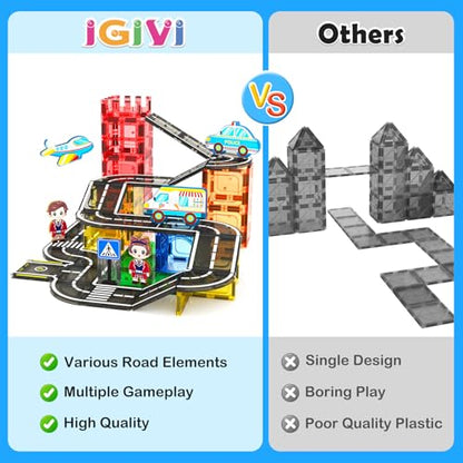 Magnetic Tiles Building Set with Magnet Car