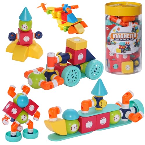 60 Piece Magnetic Building Blocks STEM Toy Set