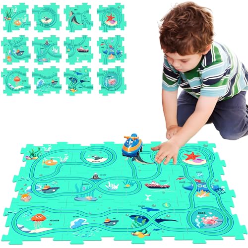 Kids Puzzle Rail Car Track Play Set Educational Toy