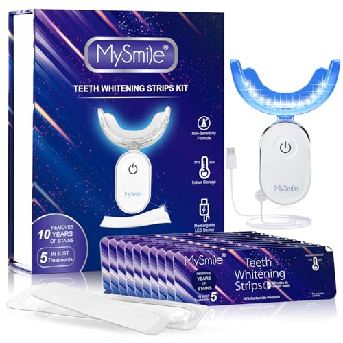 10 Pack Teeth Whitening Strips Kit with LED Light