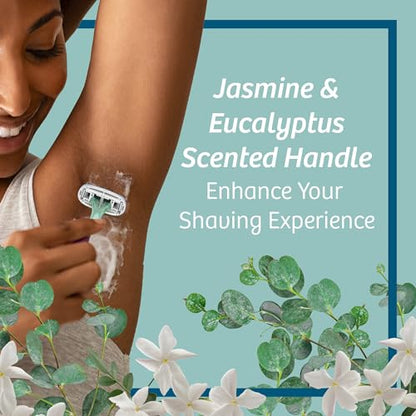 BIC Soleil Escape Women's Disposable Razors With 5 Blades for a Sensorial Experience and Comfortable Shave, Pack of Jasmine & Eucalyptus Scented Handle Shaving Razors for Women, 2 Count