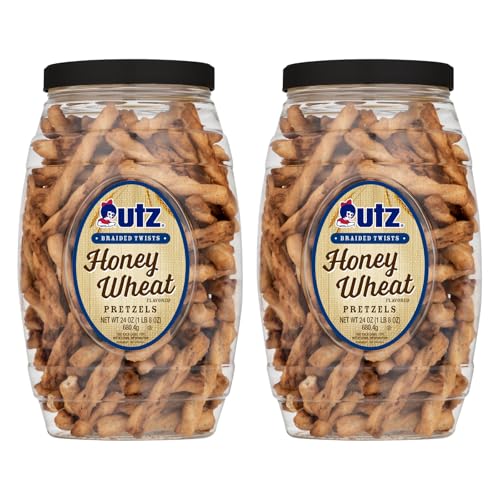 2 Pack Utz Honey Wheat Braided Pretzel Twists Barrel