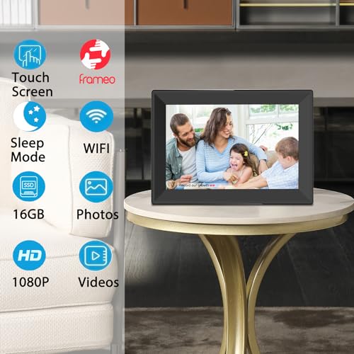 FRAMEO 10.1inch Smart Digital Photo Frame HD WiFi Digital Picture Frames with Touch Screen 16GB Storage Auto-Rotate Function,Digital Frame Through The FRAMEO App Instant Sharing of Photos or Videos