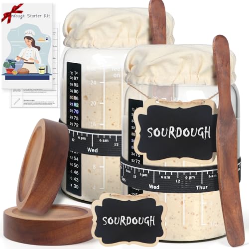 2 Pack Sourdough Starter Jars Kit 34 Oz
