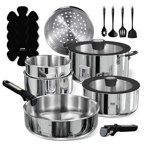 18 Piece Detachable Handle Nonstick Cookware Set