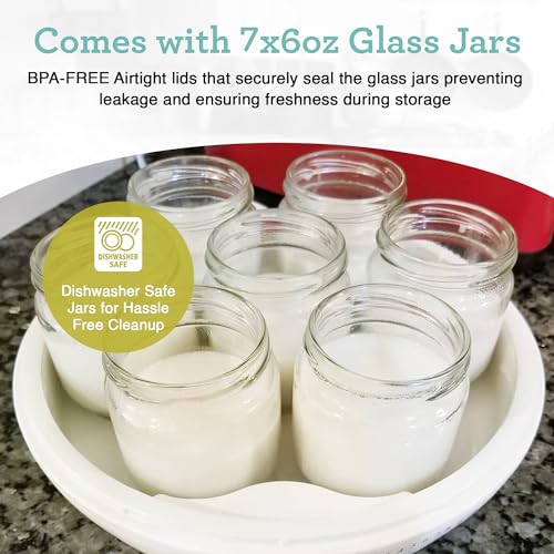 Euro Cuisine YM80 Electric Yogurt Maker Machine- Promote Gut Health with Probiotic Rich Homemade Yogurt -Home Yogurt Incubator with Glass Jars, White