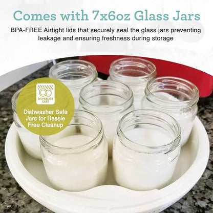 Euro Cuisine YM80 Electric Yogurt Maker Machine- Promote Gut Health with Probiotic Rich Homemade Yogurt -Home Yogurt Incubator with Glass Jars, White