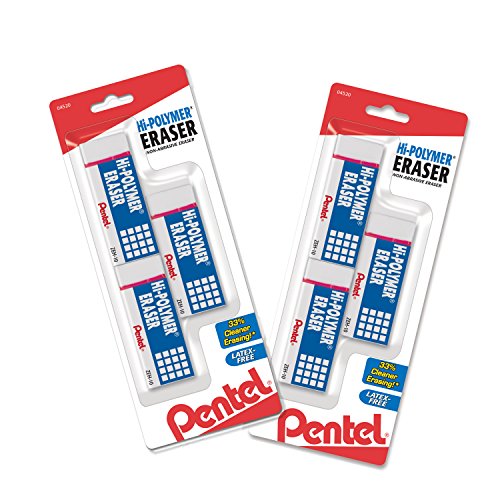 6 Pack Pentel Hi-Polymer Block Erasers Large