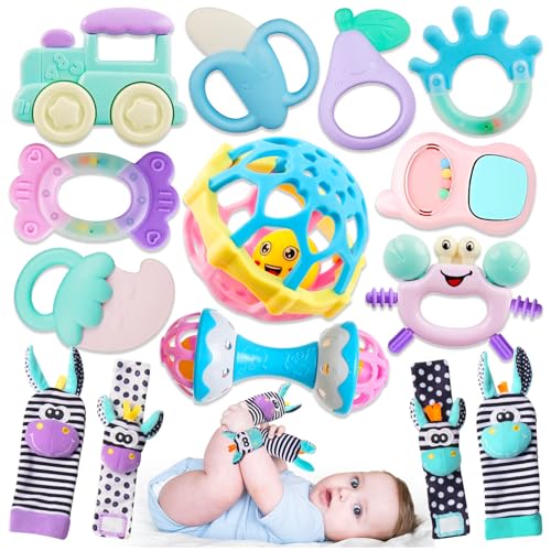 Baby Rattle and Teething Toy Set for Infants