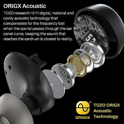 TOZO A1 Mini Wireless Earbuds Bluetooth 5.3 in Ear Light-Weight Headphones Built-in Mic Calls, IPX5 Waterproof, Immersive Premium Sound Connection Headset with Charging Case, 32 Preset EQs via APP