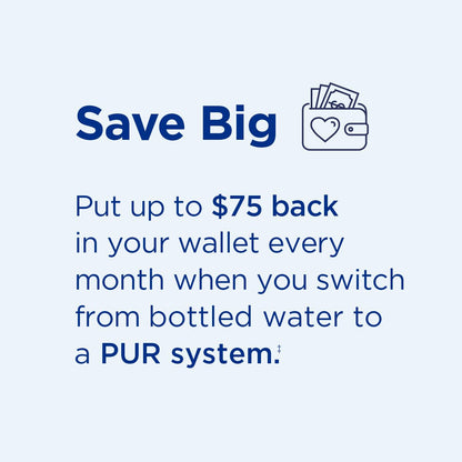 PUR 30-Cup Water Filter Dispenser with 1 Genuine PUR Filter, Large 30-Cup Capacity, 2-in-1 Powerful, Faster Filtration, Lasts 2 Months or 40 Gallons, Dishwasher Safe, White/Blue (DS1800Z)