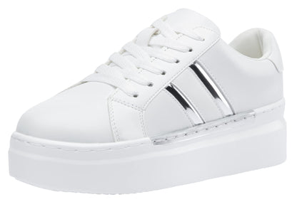 Jeossy Women's Chunky White Sneakers with Arch Support