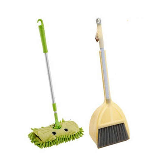 Xifando Mini Housekeeping Cleaning Tools for Children,3pcs Include Mop,Broom,Dustpan (Green Mop+Frash Yellow Broom&Dustpan)