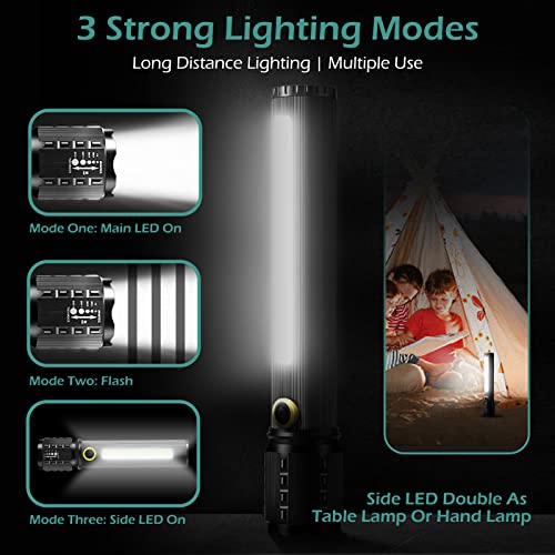 GeeRic LED Tactical Flashlight, 2 Pack Handheld Flashlights 3 Modes, Zoomable Adjustable Lightweight Pocket Size Bright Flashlights, 6.3 Inches Black