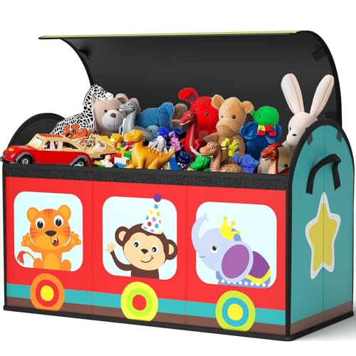 Train Design Flip-Top Kids Toy Storage Box