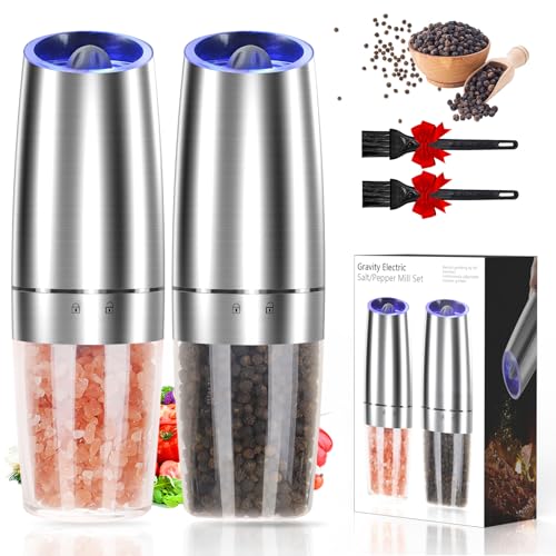 2 Pack Gravity Electric Salt and Pepper Grinders