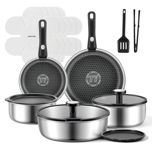 18 Piece Tri-Ply Stainless Steel Nonstick Cookware Set