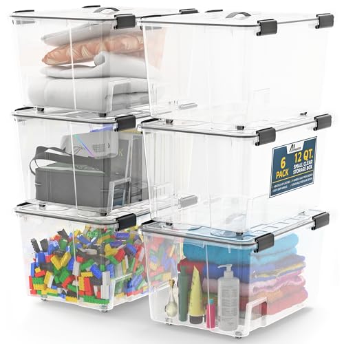 6 Pack Stackable 12 Quart Storage Boxes
