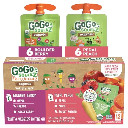 12 Pack GoGo squeeZ Organic Fruit & Veggie Pouches