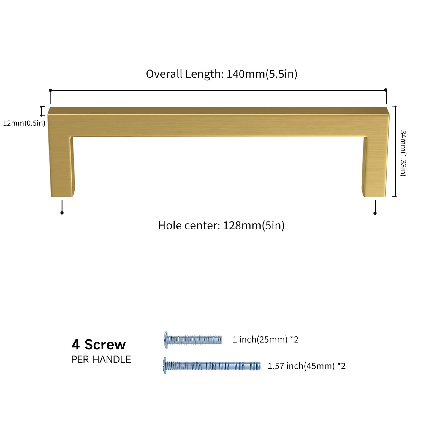 Haliwu 15 Pack/Brass Cabinet Pulls 5 inch, Gold Cabinet Handles Brushed Gold Cabinet Pulls Gold Kitchen Hardware Square Pulls