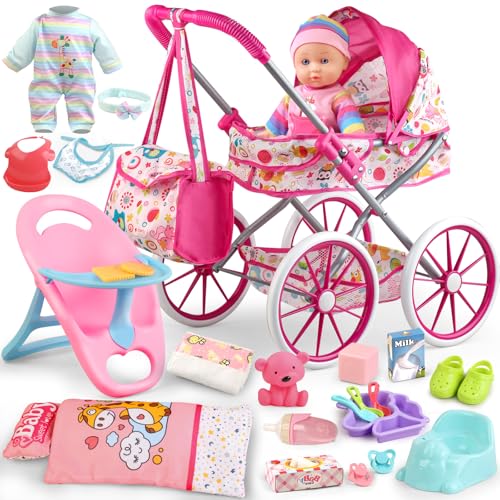 24 Piece Baby Doll Stroller and Accessories Set