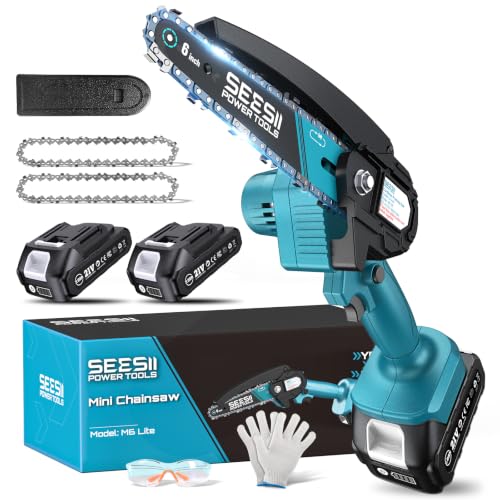 Cordless 6-Inch Mini Chainsaw with 2 Batteries