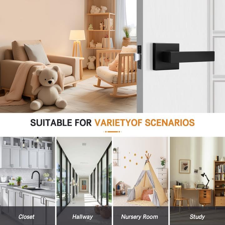 Probrico Square Passage Levers Matt Black 4-Pack