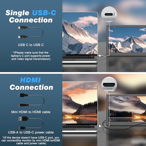 Portable Monitor, 12.1 Inch 1080P FHD Portable Monitor for Laptop USB C HDMI, Plug-Play Laptop Screen Extender with Adjustable Foldable Stand for Laptop,PC,Mac,PS4,Xbox,Swich