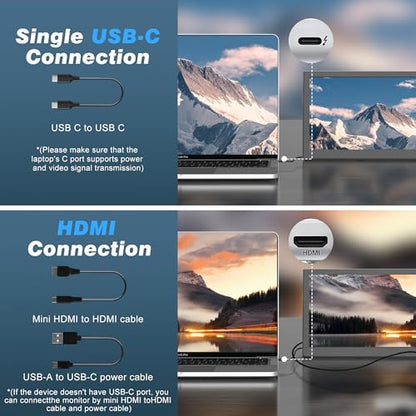Portable Monitor, 12.1 Inch 1080P FHD Portable Monitor for Laptop USB C HDMI, Plug-Play Laptop Screen Extender with Adjustable Foldable Stand for Laptop,PC,Mac,PS4,Xbox,Swich