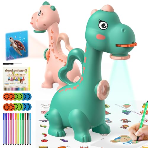 Kids Dinosaur Drawing Projector with Stencils and Markers