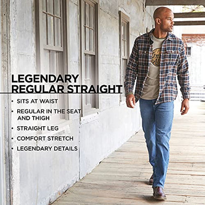 Lee Men's Legendary Regular Straight Jean, Overdye Black, 38W x 36L
