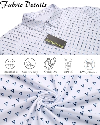 PINSPARK Men's Polo Shirt Casual Sports Fitted Tactical Polo Shirts for Men Short Sleeve, White, Small