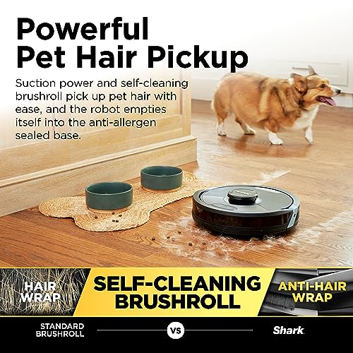 Shark Matrix Plus 2in1 Robot Vacuum & Mop with Sonic Mopping, Matrix Clean, Home Mapping, HEPA Bagless Self Empty Base, CleanEdge, for Pet Hair, WiFi, Black/Mocha, AV2630WA