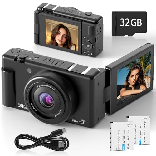 5K 80MP Digital Vlogging Camera with Flip Screen
