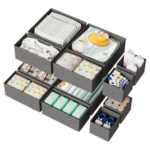 12 Pack Drawer Organizer for Baby Clothes, Nursery, Diapers