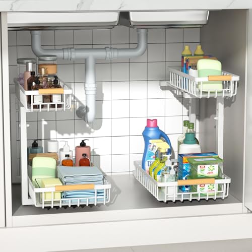 2 Pack Under Sink Sliding Organizer Shelves