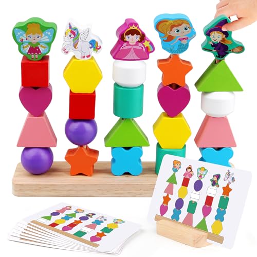 Montessori Wooden Bead Sequencing Stacking Sorting Toys