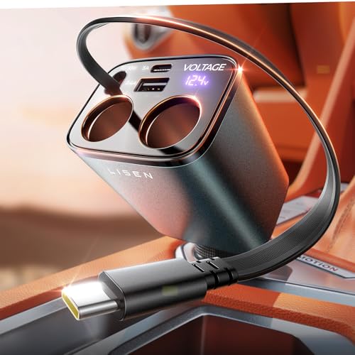 Car Cigarette Lighter Splitter Dual Adapter with PD Charger