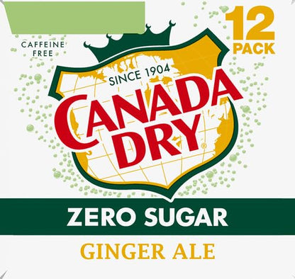 12 Pack Canada Dry Zero Sugar Ginger Ale