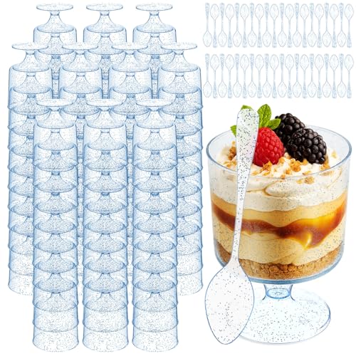 200 Count Dessert Cups with Spoons Goblet Style