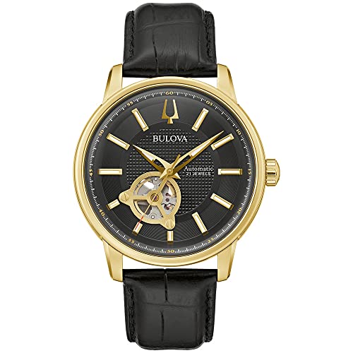 Bulova Men's Automatic Leather Strap Watch, 21-Jewel