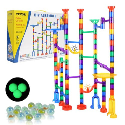 VEVOR 150-Piece Marble Run Set with Glow Marbles