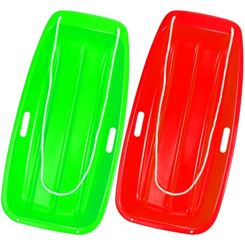 2 Pack Heavy Duty Snow Sleds with Rope