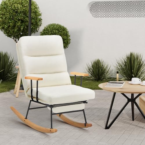 Glider Rocking Chair with Footrest and Adjustable Backrest