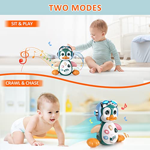 MOONTOY Musical Crawling Penguin Baby Toy
