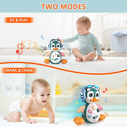 MOONTOY Musical Crawling Penguin Baby Toy