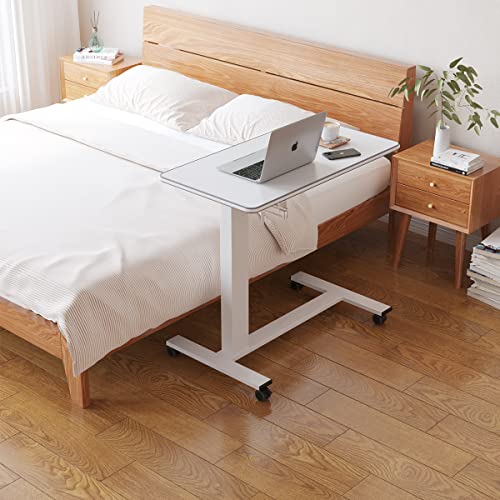 Adjustable Overbed Bedside Table with Wheels