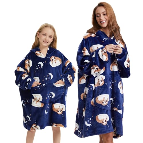 Cute Sloth Wearable Blanket Oversized Hoodie for Tweens