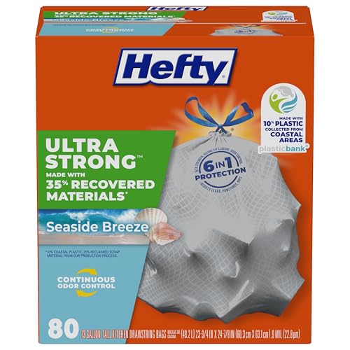 80 Pack Hefty Ultra Strong 13 Gallon Trash Bags
